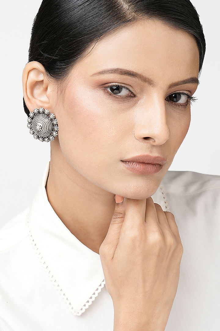 Gold Plated Navratna Stone Stud Earrings In Sterling Silver Design by  Ahilya Jewels at Pernia's Pop Up Shop 2023