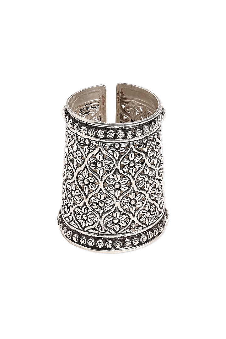 Silver Finish Cuff Bangle In Sterling Silver by Ahilya Jewels at Pernia's Pop Up Shop
