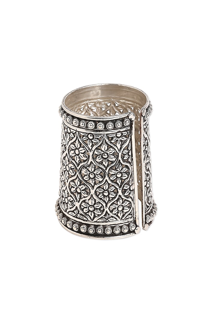 Silver Finish Cuff Bangle In Sterling Silver by Ahilya Jewels at Pernia's Pop Up Shop