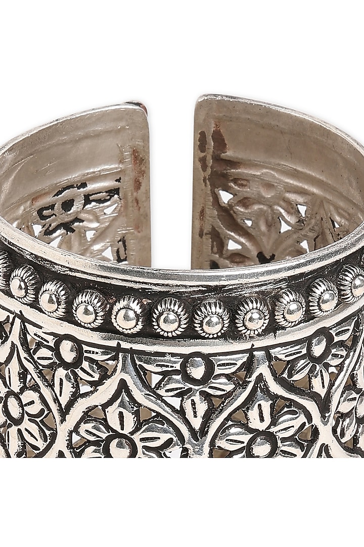 Silver Finish Cuff Bangle In Sterling Silver by Ahilya Jewels at Pernia's Pop Up Shop