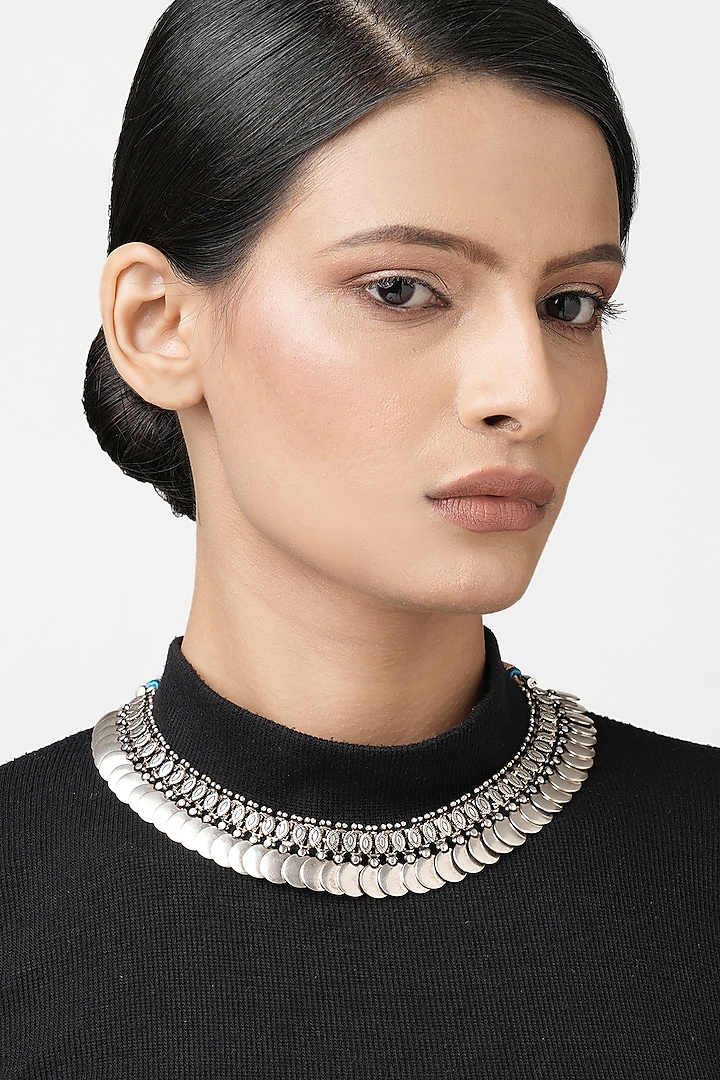 Silver Finish Ghungroo Necklace In Sterling Silver by Ahilya Jewels