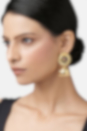 Gold Plated Jhumka Earrings In Sterling Silver by Ahilya Jewels