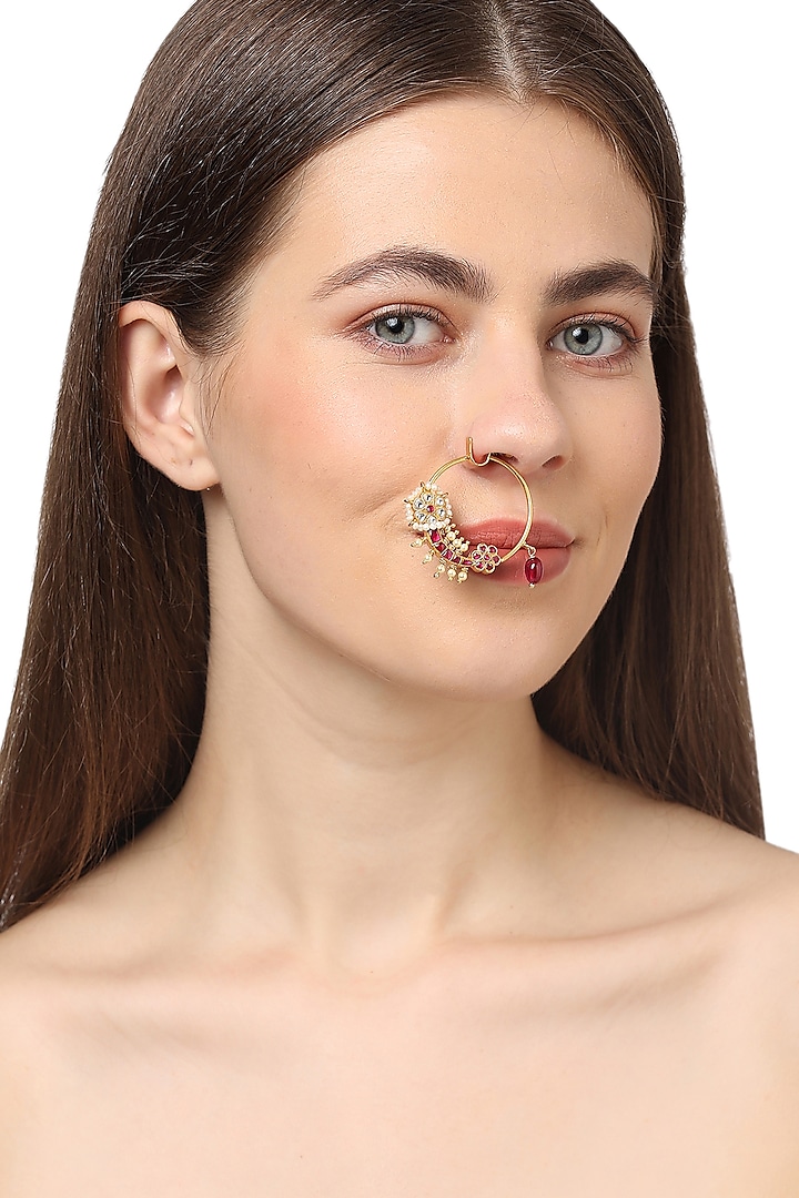 Gold Plated Nose Ring In Sterling Silver by Ahilya Jewels