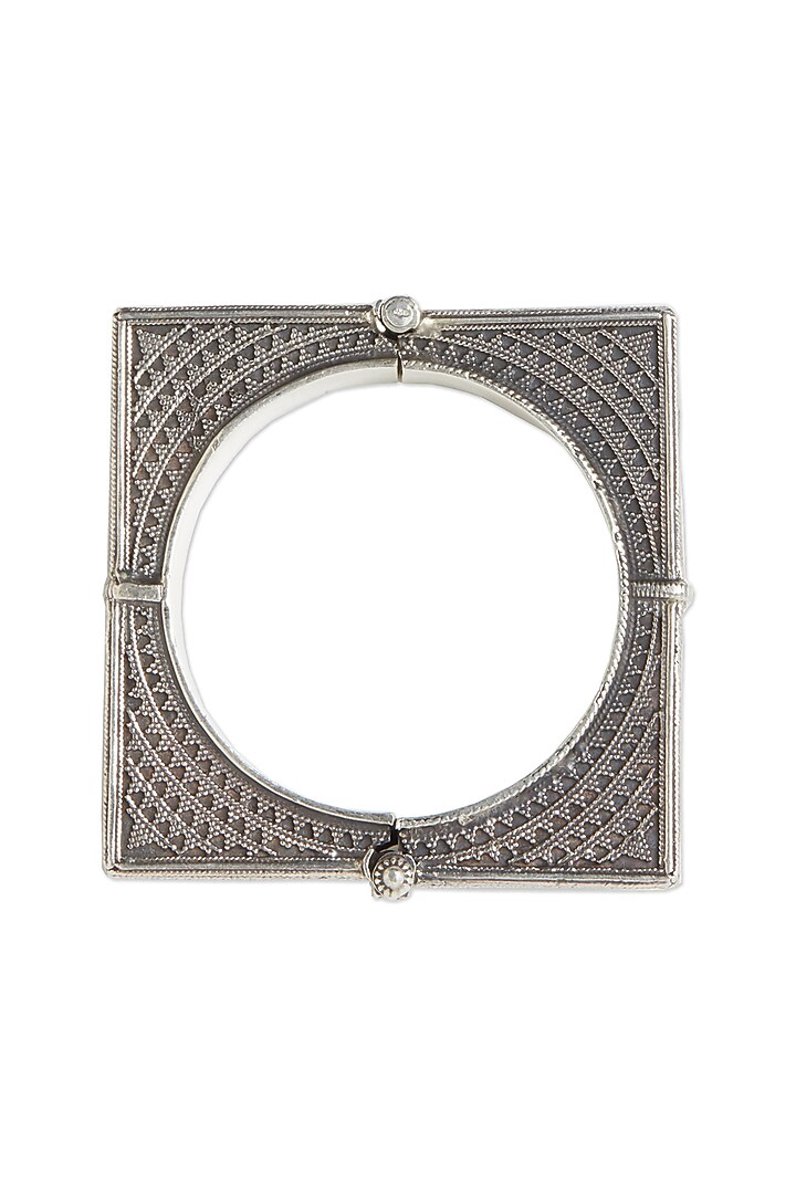 White Finish Oxidised Kada In Sterling Silver by Ahilya Jewels at Pernia's Pop Up Shop