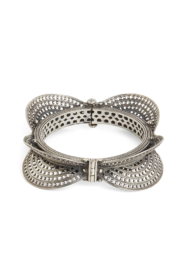 White Finish Kada In Sterling Silver by Ahilya Jewels at Pernia's Pop Up Shop