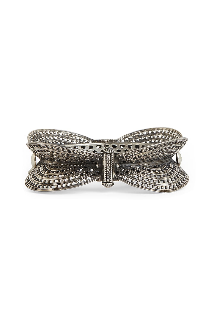 White Finish Kada In Sterling Silver by Ahilya Jewels at Pernia's Pop Up Shop