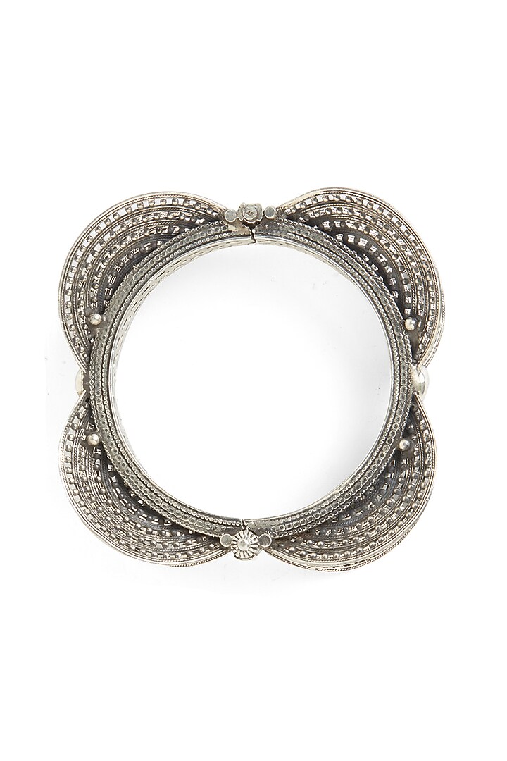 White Finish Kada In Sterling Silver by Ahilya Jewels at Pernia's Pop Up Shop
