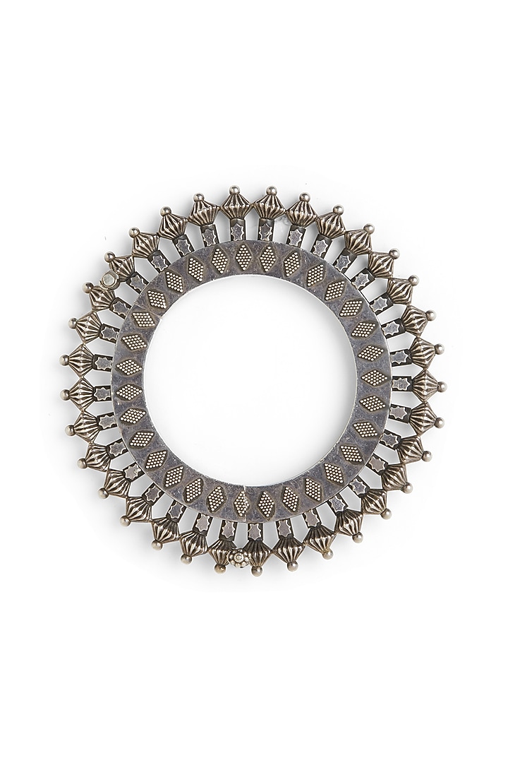 White Finish Kada In Sterling Silver by Ahilya Jewels at Pernia's Pop Up Shop