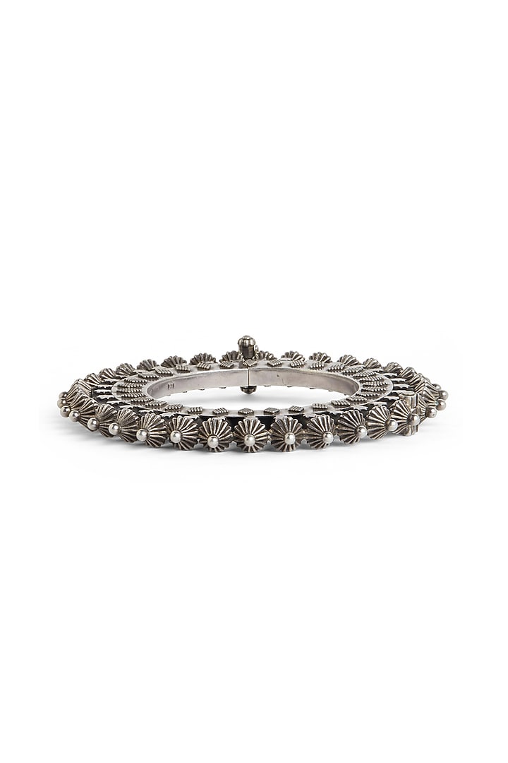 White Finish Kada In Sterling Silver by Ahilya Jewels at Pernia's Pop Up Shop