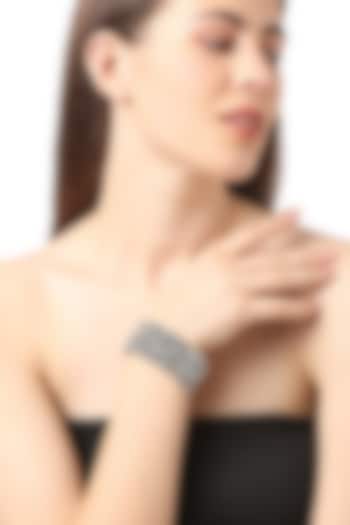 White Finish Kada Bangle In Sterling Silver by Ahilya Jewels at Pernia's Pop Up Shop