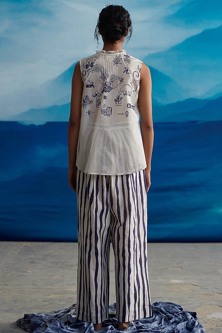 Ivory Chanderi Printed Top by Ahmev at Pernia's Pop Up Shop
