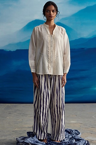 Ivory Chanderi Shirt by Ahmev