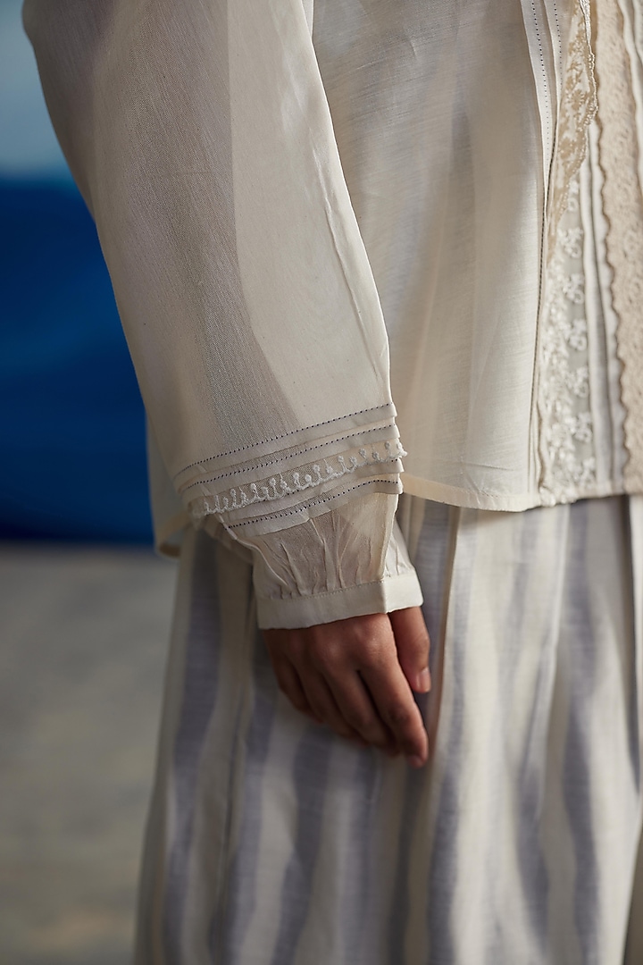 Ivory Chanderi Shirt by Ahmev at Pernia's Pop Up Shop