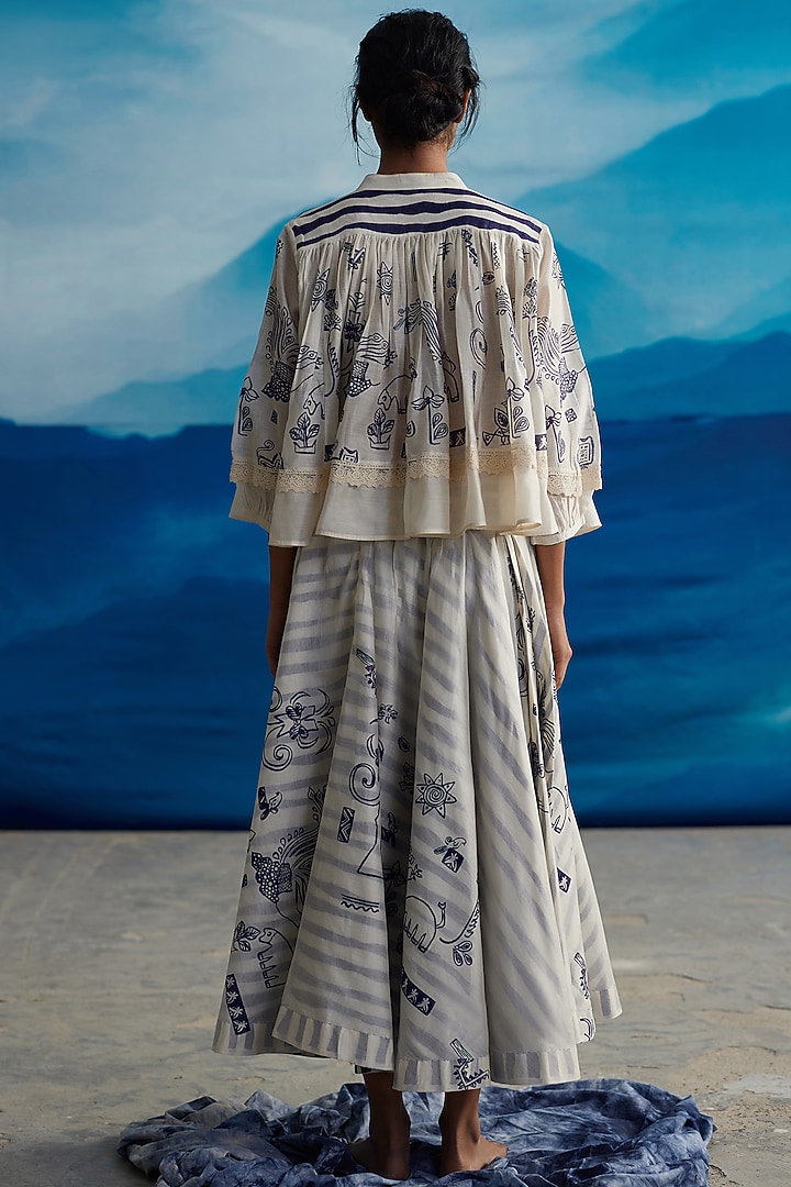 Ivory Chanderi Printed Top by Ahmev at Pernia's Pop Up Shop