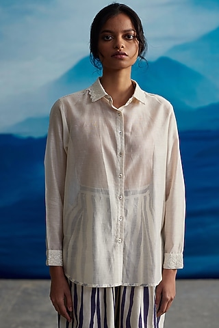 Ivory Chanderi Shirt by Ahmev