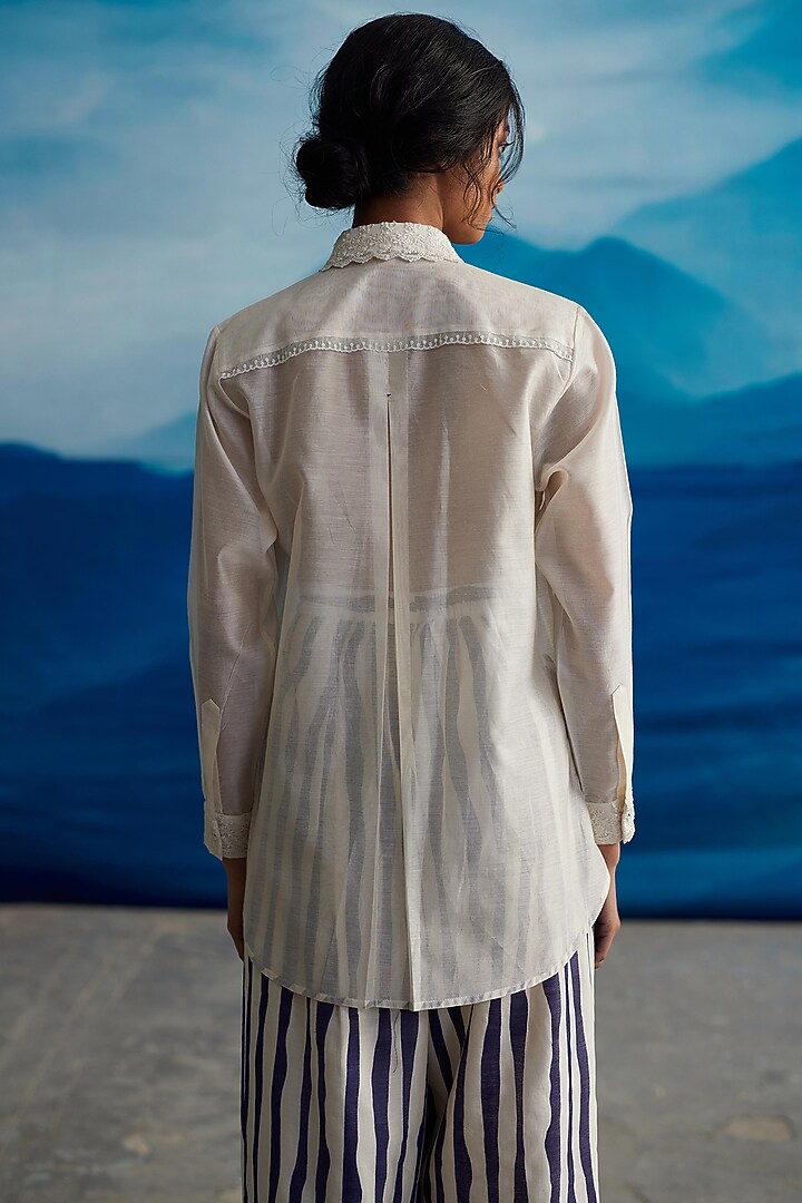 Ivory Chanderi Shirt by Ahmev at Pernia's Pop Up Shop