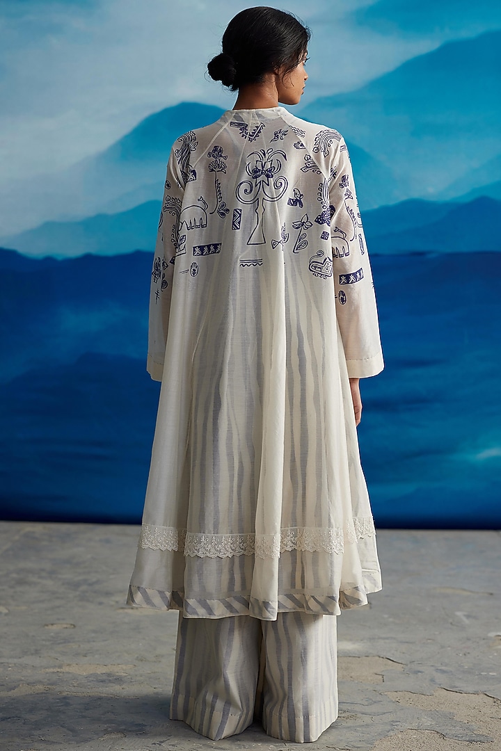 Ivory Chanderi Printed Overlay by Ahmev at Pernia's Pop Up Shop