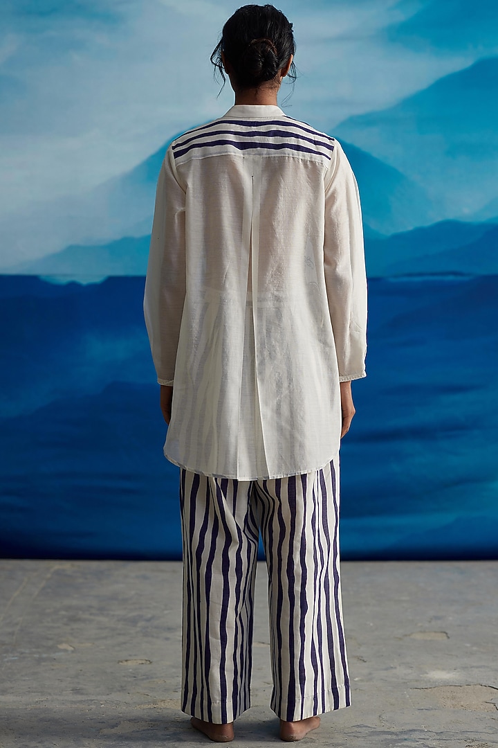 Ivory Chanderi Printed Shirt by Ahmev at Pernia's Pop Up Shop