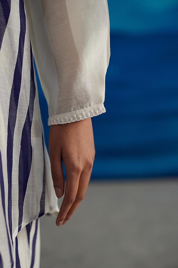 Ivory Chanderi Printed Shirt by Ahmev at Pernia's Pop Up Shop