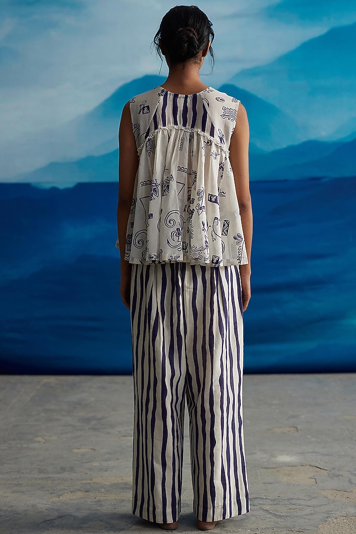 Ivory Chanderi Printed Top by Ahmev at Pernia's Pop Up Shop