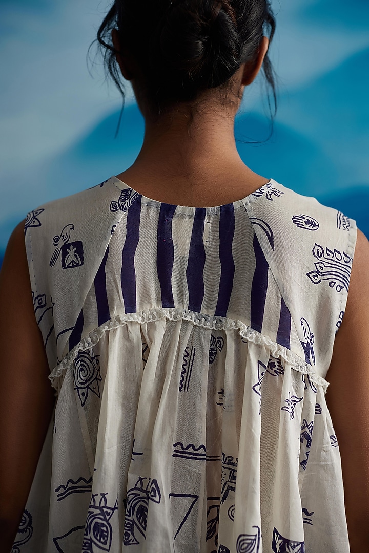 Ivory Chanderi Printed Top by Ahmev at Pernia's Pop Up Shop