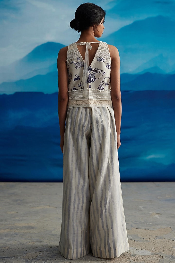 Ivory Chanderi Printed Top by Ahmev at Pernia's Pop Up Shop