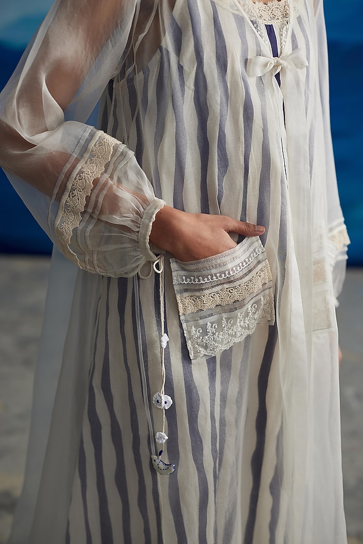 Ivory Silk Organza Printed Midi Vacation Dress by Ahmev at Pernia's Pop Up Shop
