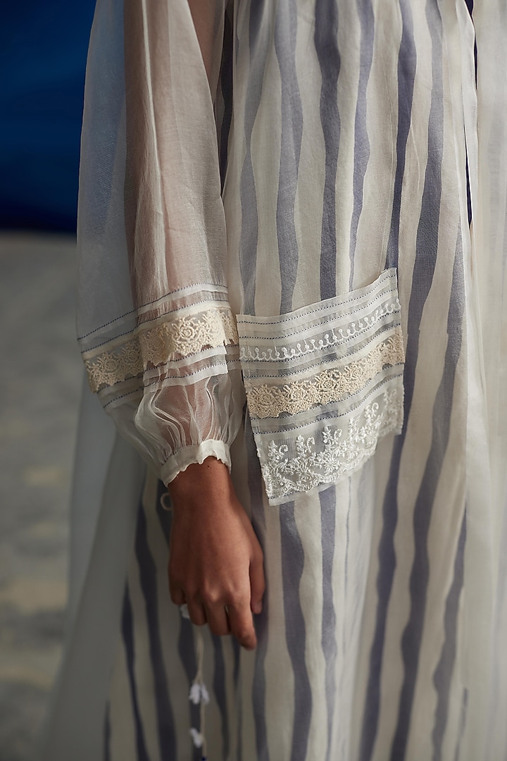 Ivory Silk Organza Printed Midi Vacation Dress by Ahmev at Pernia's Pop Up Shop