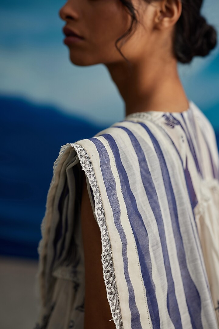 Ivory Chanderi Printed Party Wear Saree by Ahmev at Pernia's Pop Up Shop