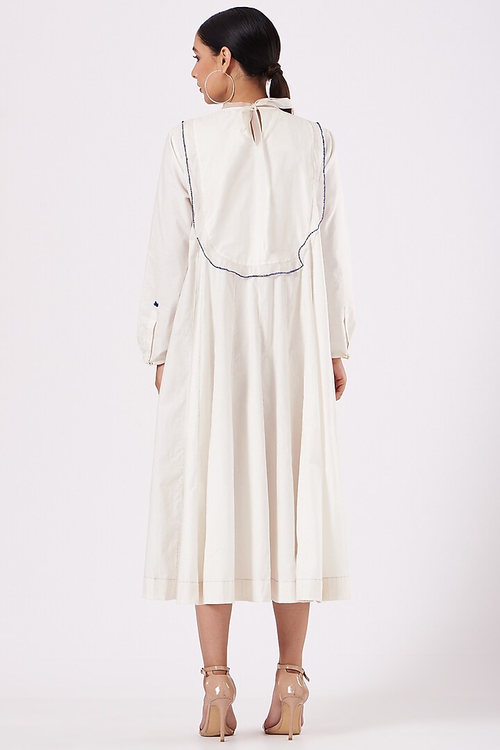 White Printed Layered Vacation Dress by Ahmev at Pernia's Pop Up Shop