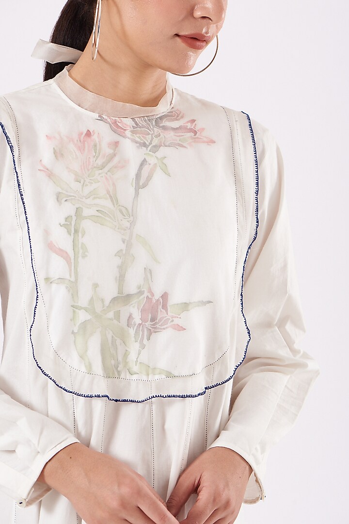 White Printed Layered Vacation Dress by Ahmev at Pernia's Pop Up Shop