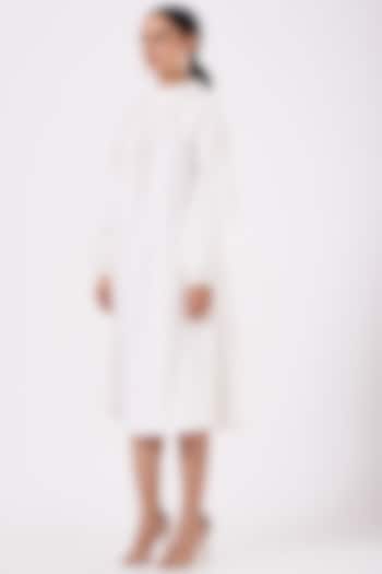 White Cotton Pleated Dress by Ahmev
