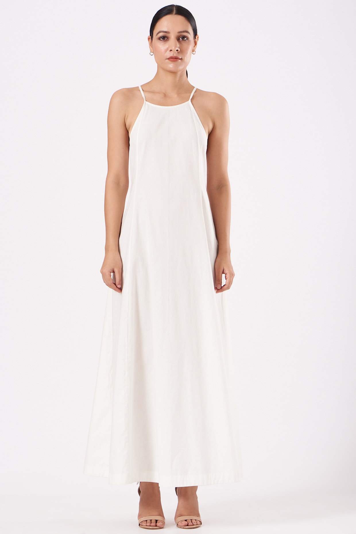 White Silk Organza & Sheer Maxi Dress With Slip by Ahmev at