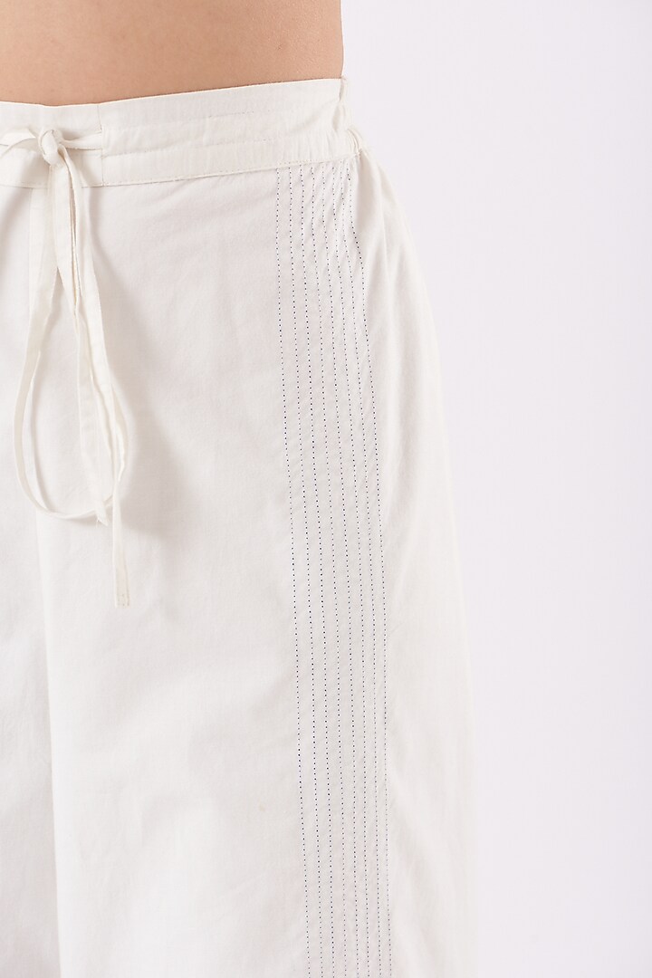 White Cotton Wide-Legged Pants by Ahmev at Pernia's Pop Up Shop