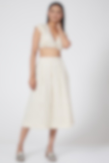White Pleated Skirt by Ahmev
