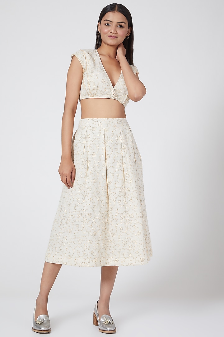 White Pleated Skirt by Ahmev
