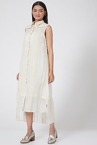 White Printed Dress by Ahmev