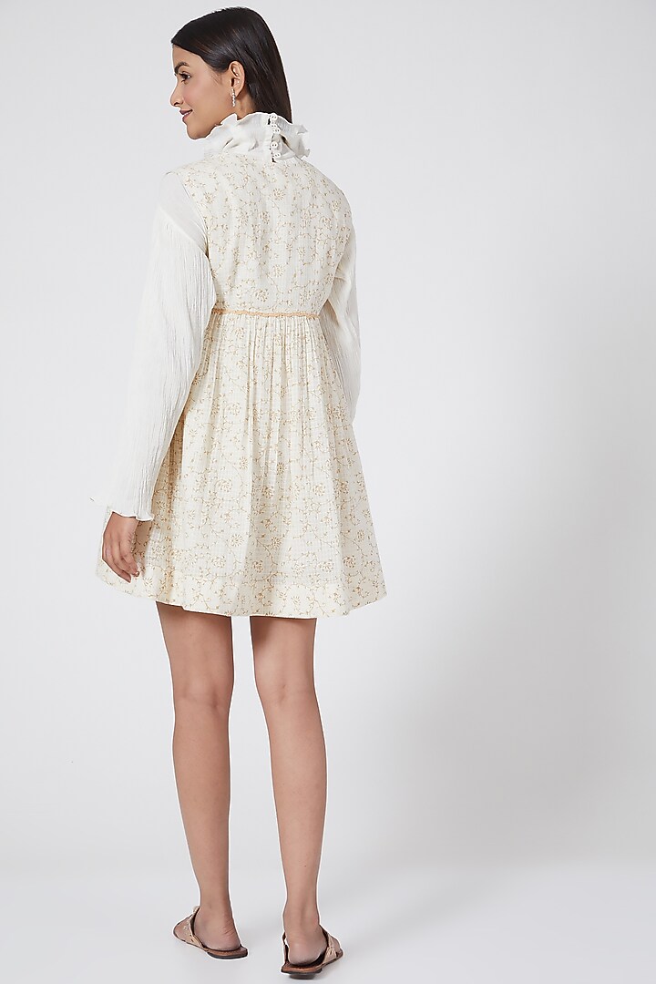 White Checkered Summer Dress With Buttons by Ahmev at Pernia's Pop Up Shop