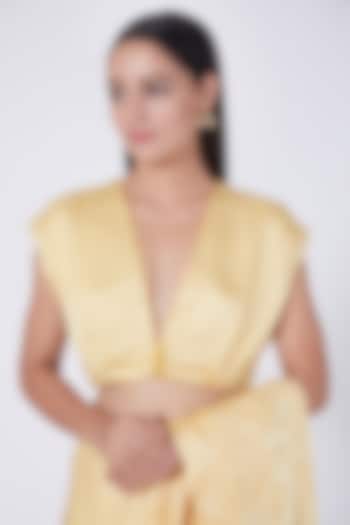 Yellow Pleated Shoulder Blouse by Ahmev