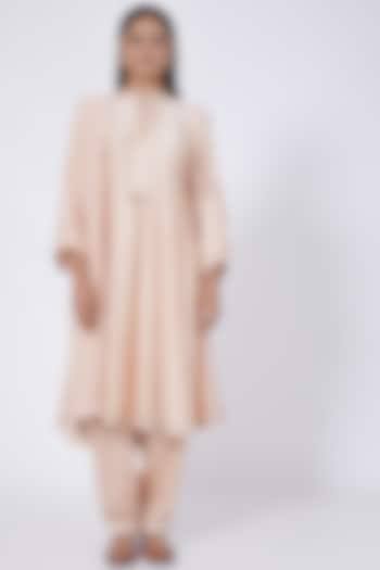 Peach Modal Silk Kurta Set  by Ahmev at Pernia's Pop Up Shop