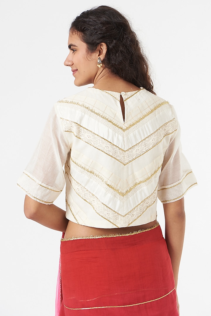 Ivory Embellished Blouse by Ahmev at Pernia's Pop Up Shop