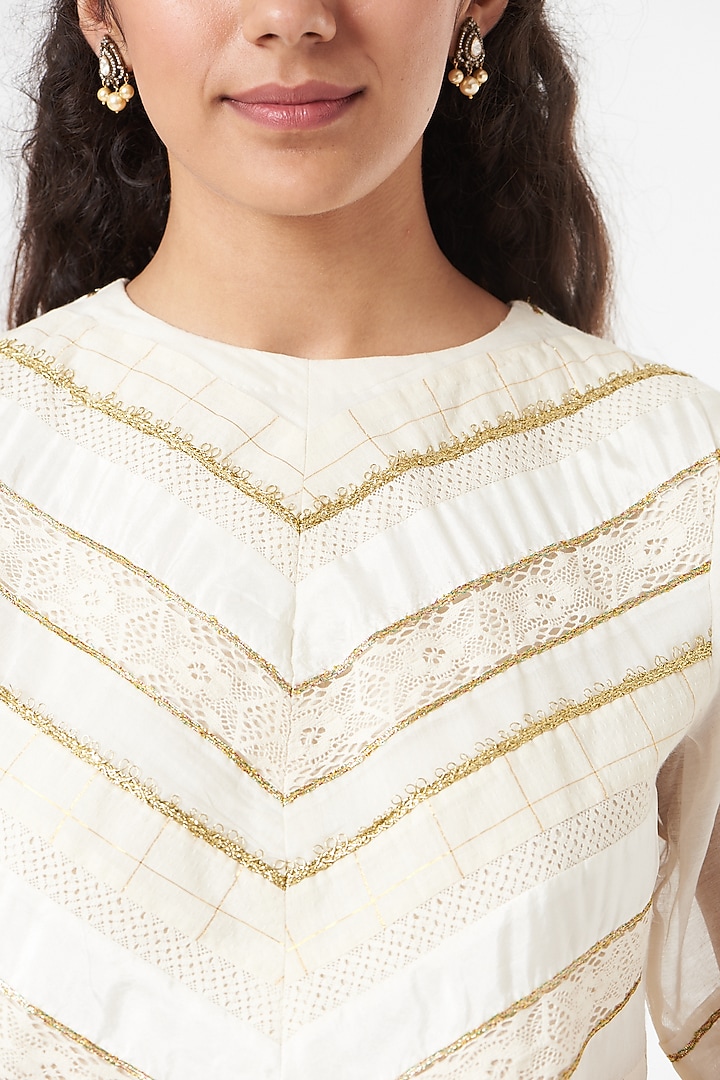 Ivory Embellished Blouse by Ahmev at Pernia's Pop Up Shop