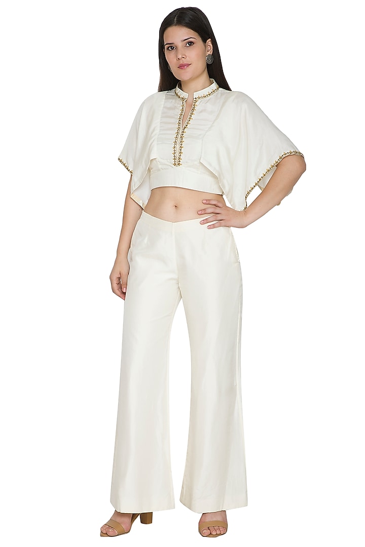 White Embroidered Kimono Blouse by Ahmev at Pernia's Pop Up Shop