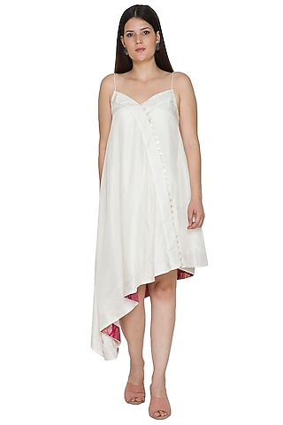White Embroidered Strappy Dress by Ahmev