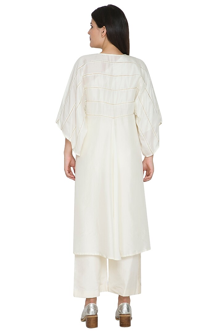 White Embroidered Kimono Overlay by Ahmev at Pernia's Pop Up Shop
