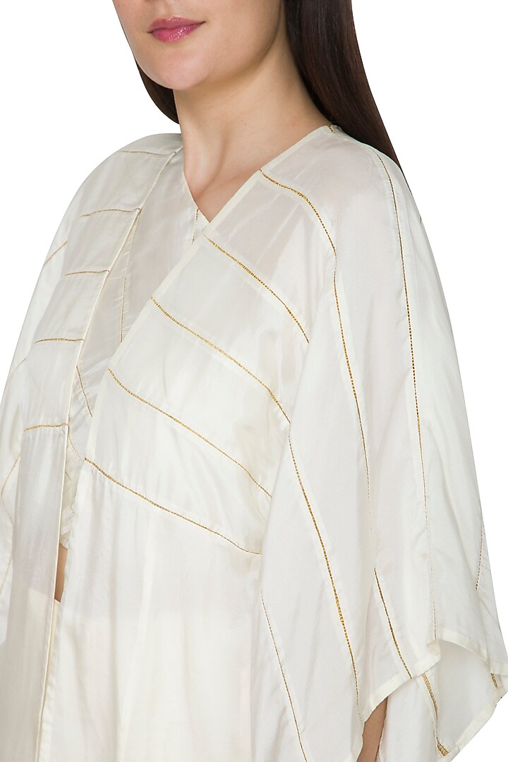 White Embroidered Kimono Overlay by Ahmev at Pernia's Pop Up Shop