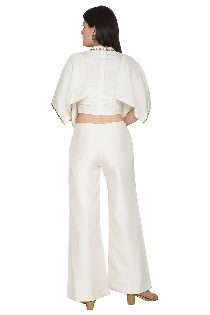 White Habutai Silk Palazzo Pants by Ahmev at Pernia's Pop Up Shop