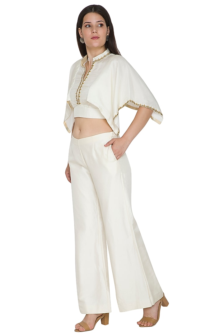 White Habutai Silk Palazzo Pants by Ahmev at Pernia's Pop Up Shop