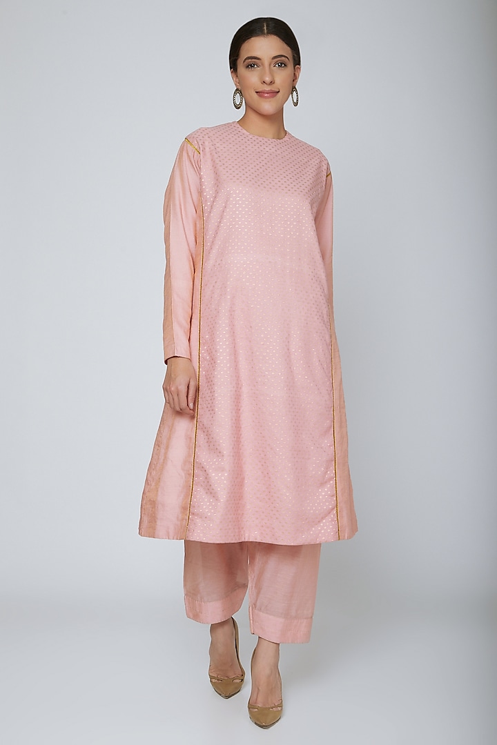 Blush Pink A-Line Kurta Set by Ahmev at Pernia's Pop Up Shop