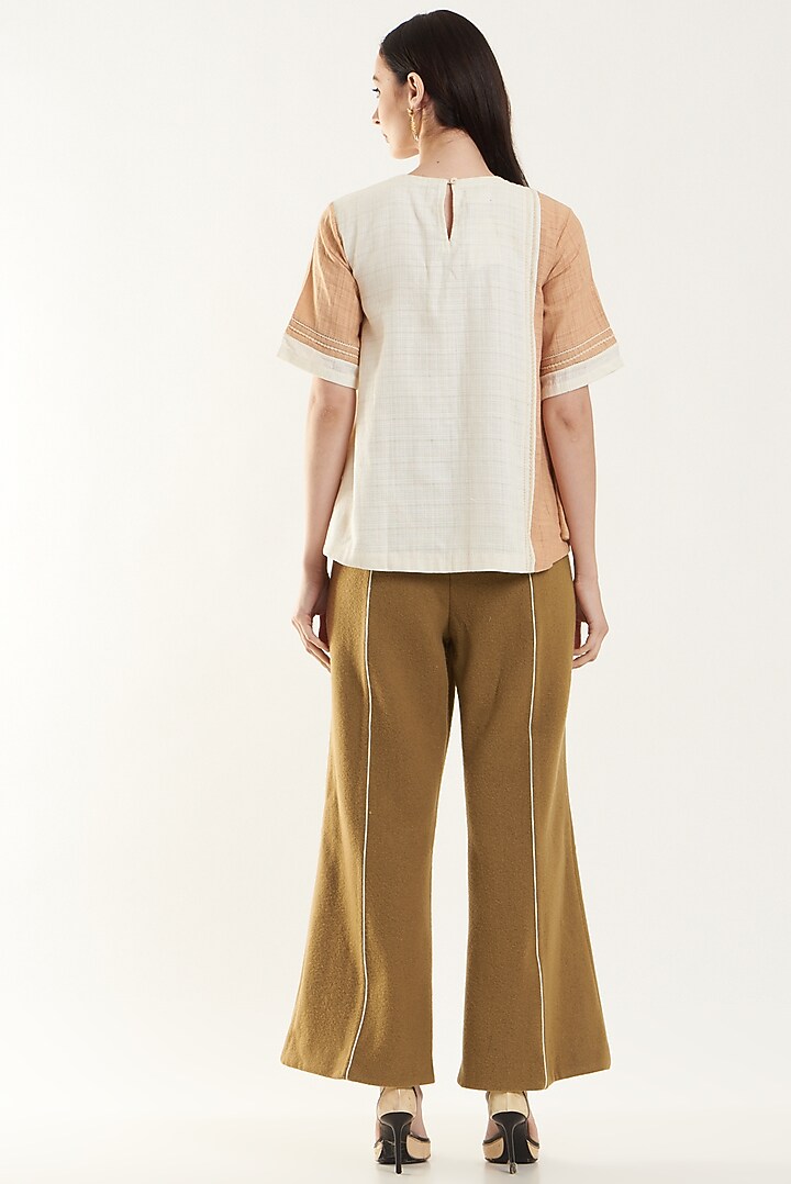 Ivory & Beige Handloom Cotton Top by Ahmev at Pernia's Pop Up Shop